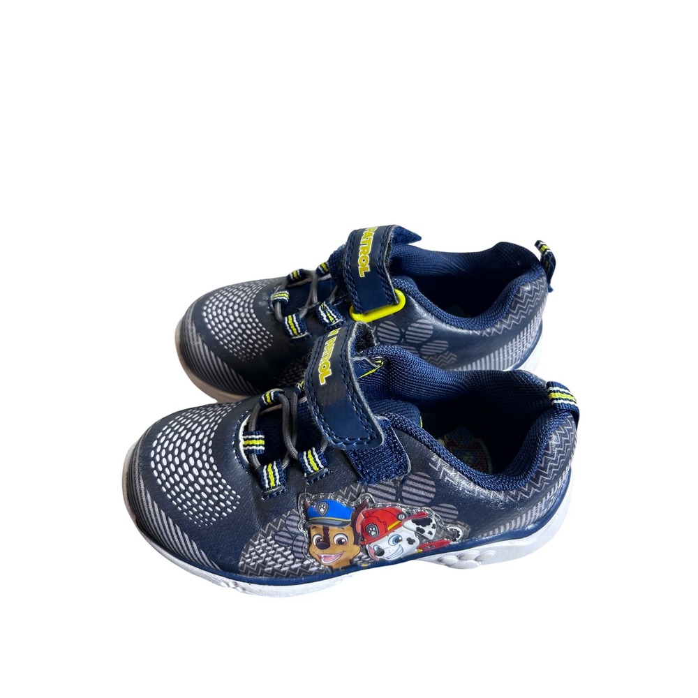 Paw Patrol Light Up Sneakers Size 8 Navy Blue Chase Marshall Toddler Boys